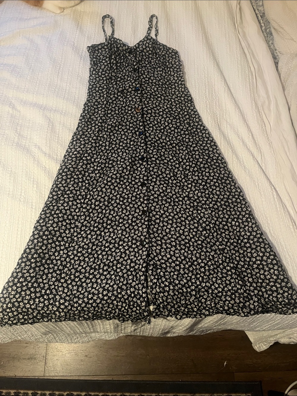 Prima Donna Black Floral Midi Sundress 90s vintage